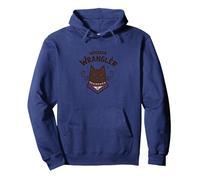 Whisker Wrangler: Quirky Cat Lover's Western-Inspired Art Pullover Hoodie, Adult Unisex, Navy, S