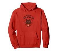 Whisker Wrangler: Quirky Cat Lover's Western-Inspired Art Pullover Hoodie, Adult Unisex, Red, S
