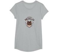 Whisker Wrangler: Quirky Cat Lover's Western-Inspired Art T-Shirt, Girls, Heather Grey, Medium