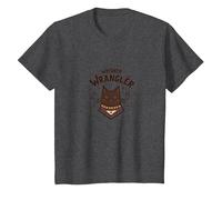 Whisker Wrangler: Quirky Cat Lover's Western-Inspired Art T-Shirt, Kids, Dark Heather Grey, 12 Years