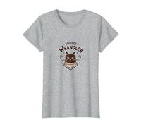 Whisker Wrangler: Quirky Cat Lover's Western-Inspired Art T-Shirt, Women, Heather Grey, 3XL