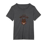 Whisker Wrangler: Quirky Cat Lover's Western-Inspired Art T-Shirt, Women's Plus, Dark Heather Grey, 1X
