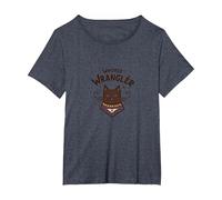 Whisker Wrangler: Quirky Cat Lover's Western-Inspired Art T-Shirt, Women's Plus, Heather Blue, 3X