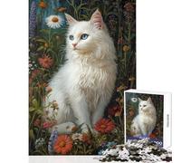 Whiskered Serenity in Bloom Jigsaw Puzzle 1000 Piece for Teenagers Art Work Gifts Improve Memory Anti-Stress Toys Suitable for Ages 14 And Up size 38x26cm