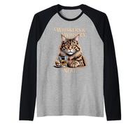 Whiskers and Whiskey Neat Funny Cat Bourbon Lover Drinking Raglan Baseball Tee
