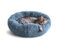 Whiskers & Friends Calming Cat Bed, Cat Beds for Indoor Cats, Small Dog Bed, Large Cat Bed, Cute Fluffy Round Doughnut Cat Beds & Furniture, Anti Anxiety Pet Bed - Up to 25 lbs - Washable