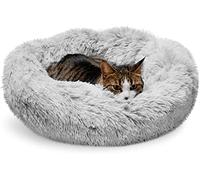 Whiskers & Friends Cat Bed, Cat Beds for Indoor Cats Washable, Orthopedic Soft Fluffy Round Calming Pet Bed for Small to Large Kitty Kittens & Dogs, Small Dog Beds & Furniture