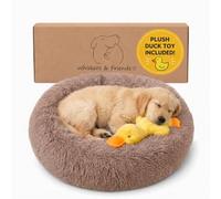 Whiskers & Friends Small Dog Bed Washable, Fluffy Orthopedic Dog Bed Small, Puppy Calming Beds, Large Cat Beds for Indoor Cats - Perfect for Pets Under 25 Pounds - Camel