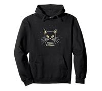 Whiskers & Whispers Mystical Cat Design for Cat Lovers Pullover Hoodie, Adult Unisex, Black, XL