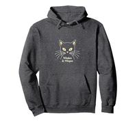Whiskers & Whispers Mystical Cat Design for Cat Lovers Pullover Hoodie, Adult Unisex, Dark Heather Grey, S