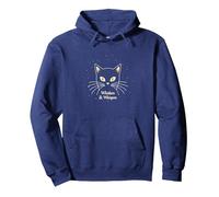 Whiskers & Whispers Mystical Cat Design for Cat Lovers Pullover Hoodie, Adult Unisex, Navy, XXL