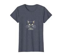 Whiskers & Whispers Mystical Cat Design for Cat Lovers T-Shirt, Women, Heather Blue, S