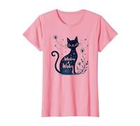 Whiskers & Wishes: Magical Cat Dandelion Art T-Shirt, Women, Pink, XS