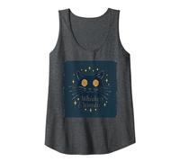 Whiskers & Wonder: Starry Cat Eyes Retro Tank Top, Women, Dark Heather Grey, L