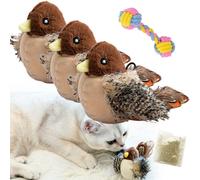 Whiskersandclaws Interactive Flapping Bird Toy, Chirping Flapping Bird Cat Toy, Interactive Flappy Bird Cat Toy, Simulated Chirping Bird Cat Toy, 3-Speed Mode (Chirping-3pcs)