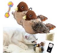 Whiskersandclaws Interactive Flapping Bird Toy, Chirping Flapping Bird Cat Toy, Interactive Flappy Bird Cat Toy, Simulated Chirping Bird Cat Toy, 3-Speed Mode (Chirping and Flapping-2pcs)