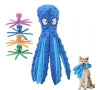 Whiskerspot Octopus Dog Toy No Stuffing Squeaky Dog Interactive Play Toys with Crinkle Paper Eco friend Octopus Plush for Dogs Teeth Cleaning & Durable for Puppies (Blue)