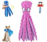 Whiskerspot Octopus Dog Toy - Ultra Tough Bite Resistance Eco-Friend Plush, Squeaky & Crinkle Interactive Chew Toy for Tug & Seek, No Stuffing for S/M/L Dogs Aggressive Chewers(Purple)