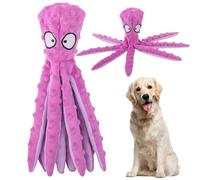 Whiskerspot Octopus Dog Toy Whiskerspot Eco-Friend Octopus Plush Octopus Squeaky Plush Dog Toys No Stuffing Crinkle Interactive Chew Toy Durable for Puppy Teething Small to Large Dogs