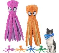 Whiskerspot Octopus Dog Toy,Whiskerspot Octopus Toy,No Stuffing Squeaky Dog Interactive Play Toys with Crinkle Paper,Eco friend Octopus Plush for Dogs,Teeth Cleaning & Durable for Puppies & Adul (A4)