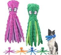 Whiskerspot Octopus Dog Toy,Whiskerspot Octopus Toy,No Stuffing Squeaky Dog Interactive Play Toys with Crinkle Paper,Eco friend Octopus Plush for Dogs,Teeth Cleaning & Durable for Puppies & Adul (A5)