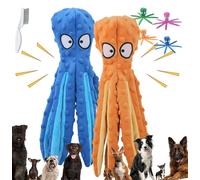 Whiskerspot Octopus, Whiskerspot - Octopus Dog Toy, Whiskerspot Eco-Friend Octopus Plush, Octopus Squeaky Plush Dog Toys, for Aggressive Chewers Small Breed (E)
