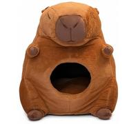 Whiskery Sour Capybara Cat House - Firm Moulded Shell, Won't Collapse or Go Flat - Calming Enclosed Cat Bed Cave for Cats & Kittens with Removable Washable Cushion & Catnip Toy
