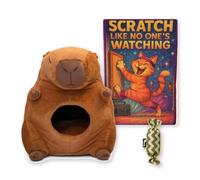 Whiskery Sour Capybara Cat House & Scratch Mat Gift Set - Firm Moulded Plush Cat Bed Cave + Scratch Like No One's Watching 40x60cm Sisal Mat + Catnip Kicker Toy - Bundle for Cats & Kittens