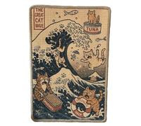 Whiskery Sour Great Cat Wave Scratching Mat - 40x60cm Funny Sisal Cat Pad with Non-Slip Base - Japanese Wave Parody Rug for Wall, Sofa or Floor - Decorative & Durable