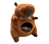 Whiskery Sour Personalised Capybara Cat House & Bed Cave with Name Tag | Personalised name tag, firm moulded shell and washable cushion