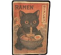 Whiskery Sour Ramen Cat Scratching Mat â€“ 40x60cm Funny Sisal Scratcher Pad with Self-Adhesive Hook & Loop Backing, Non-Slip â€“ Retro Japanese Noodle Cat Rug for Wall, Sofa or Floor