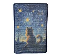 Whiskery Sour Starry Night Cat Scratching Mat - Van Gogh-Inspired Sisal Scratch Pad for Wall, Sofa or Floor - Self-Adhesive Hook & Loop, Non-Slip - 40x60cm