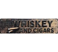 Whiskey And Cigars Bar Vintage Metal Sign Bar Counter Decorations Rustic Gentleman's Lounge Decor 16 x 4