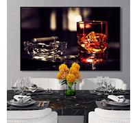 Whiskey and Cigars Cigarette Canvas Painting for Bar Pub Restaurant Wall Art Large Size Prints Pictures Poster Home Decor 40x90cm(16x35in) With Frame