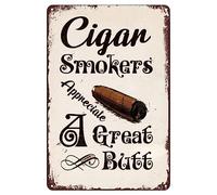 Whiskey Bar Vintage Decor Signs Cigar Smokers Appreciate A Great Butt Retro Tin Sign Wall Decor For Home Bar Office Wall Decor Shop Mural Bathroom Sign 20x30cm