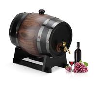 Whiskey Barrel Dispenser, 3 Litre Oak Aging Barrel with Faucet for Home Brewing Brandy Wine Beer Tequila, Rustic Keg Container for Kitchen Bar Decor
