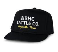 WHISKEY BENT HAT CO. Cattleman Rope Hat WBHC Cattle Co. Leagueville Texas Adjustable Snapback Hat, Black, One size