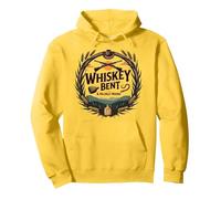 Whiskey Bent & Hillbilly Bound: Rustic Country Charm Pullover Hoodie, Adult Unisex, Lemon Yellow, Large
