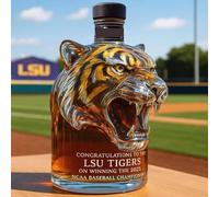 Whiskey Bottle 300ml Glass Decanter 3D Engraved Funny Animal Liquor Dispenser Hand-Blown Leak-Proof Wineware, Unique Home Bar Office Table Decor Gift