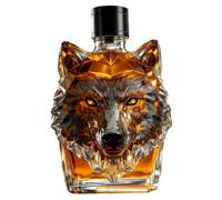 Whiskey Bottle, 350ml Artistic & Elegant Wolf Head Shaped Whiskey Decanter, Funny Unique Empty Glass Liquor Bottles for Dad Husband, Alcohol Loves Gifts
