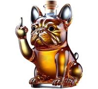 Whiskey Bottle, 7x5x5 Inch Funny French Bulldog Liquor Bottle Showing Its Middle Finger Transparent Glass Decanter for Wine, Tequila