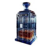 Whiskey Bottle Blue Phone Booth Shaped,10 oz New ModelVintage Style Glass Decanter，Funny Creativity Flask Liquor Dispenser， Home Bar Tabletop Decoration