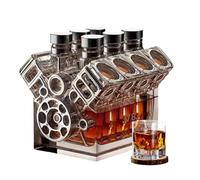 Whiskey Bottle - Carafe Liqueur, Engine Style Decanter | V8 Motor Design Glass Container For Bourbon, Brandy, Scotch, Vodka Display At Home, Wedding Gift, Day Decoration