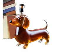 Whiskey Bottle - Dachshund Glass 500ml Novelty Liquor Container, Animal Decanter Ornament, Bar Display Piece, Collectible Gift | Dog Spirit Server for Wedding Birthday Home Dining Room Use