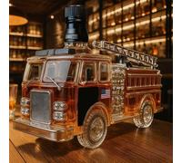 Whiskey Bottle Fire Truck Shaped 300ml Glass Decanter 3D Creative Car Theme Empty Wine Bottles for Liquor Air Tight Barware Unique Bar & Home Decor Gift(B)