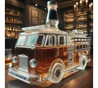 Whiskey Bottle Fire Truck Shaped 300ml Glass Decanter 3D Creative Car Theme Empty Wine Bottles for Liquor Air Tight Barware Unique Bar & Home Decor Gift