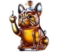Whiskey Bottle Funny French Bulldog Liquor Bottle Showing Its Middle Finger 7x5x5 Inch Transparent Glass Decanter for Wine, Tequila Whiskey