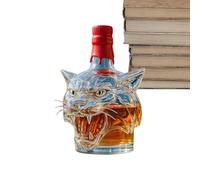 Whiskey Bottle - Glass Whiskey Wine Decanter Bottle | Tiger Animal Profile Glassware Drink Container Man Cave Decor for Men Husband Dad Father Boyfriend Him