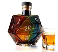 Whiskey Bottle - Vintage Dice Shape Drinkware, Hand-Blown Glass Decanter with Airtight Stopper, Unusual Liquor Dispenser, Retro Carafe, Aesthetic Spirits Container for Family Gathering Party