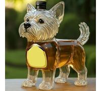 Whiskey Bottle Westie Shaped 10oz Novelty Glass Decanter 3D Creative Animal Theme Empty Wine Bottles for Liquor Storage Handmade Barware Home Bar Art Decor Gift for Dad Men Alcohol Lovers Collectors